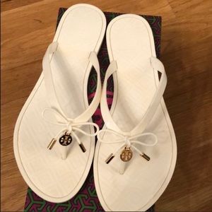 Tory Burch Ivory Jelly Bow Thong